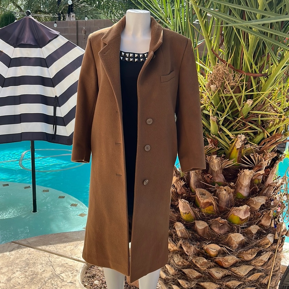Vintage Camel Brown Wool Trench Coat